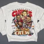 *AS-IS* 1990S NFL KANSAS CITY CHIEFS WRECKING CREW CARICATURE GRAPHIC PULLOVER SWEATSHIRT