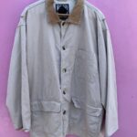 CLASSIC 1990S LIGHT WEIGHT CANVAS WORKWEAR JACKET LEATHER COLLAR