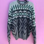1990S NORM CORE GEOMETRIC DESIGN CHUNKY KNIT SWEATER