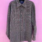 *AS-IS* MINI HOUNDSTOOTH PLAID LONG SLEEVE WOOL BUTTON DOWN FLANNEL SHIRT