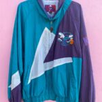 *AS-IS* 1990S NBA COLOR BLOCK CHARLOTTE HORNETS ZIPUP WINDBREAKER JACKET