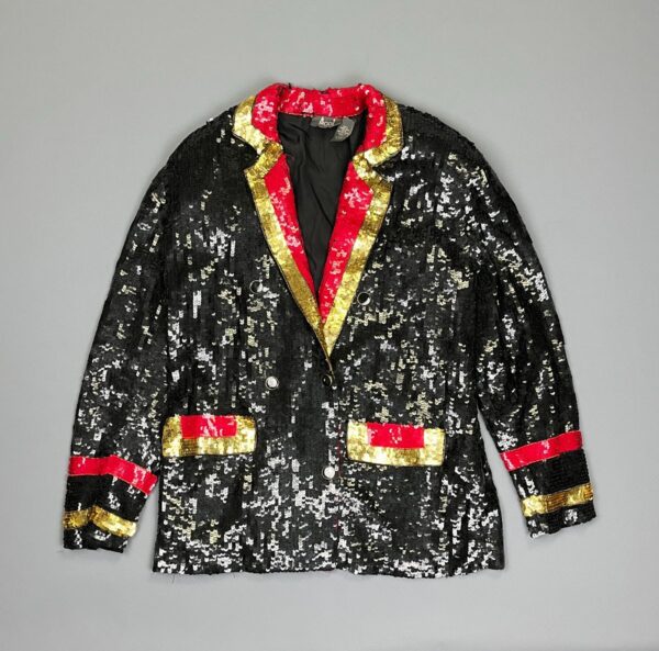 *AS-IS* UNREAL! 100% SILK FULLY SEQUINED CAPTAINS STYLE MARCHING BAND JACKET *NWT