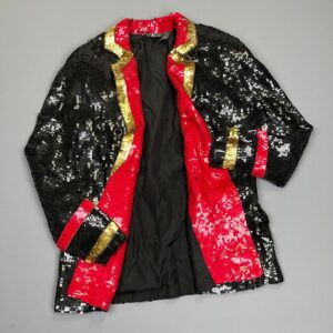 Photo detail:*AS-IS* UNREAL! 100% SILK FULLY SEQUINED CAPTAINS STYLE MARCHING BAND JACKET *NWT