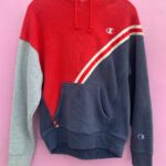*AS-IS* AWESOME CHAMPION COLORBLOCK STRIPED ACCENT HOODED SWEATSHIRT