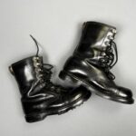 AMAZING! LACE UP POLISHED LEATHER MILITARY ISSUED GERMAN COMBAT BOOTS