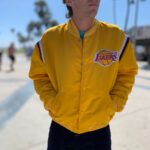 AS-IS AWESOME NBA LOS ANGELES LAKERS SATIN BUTTON UP STARTER JACKET