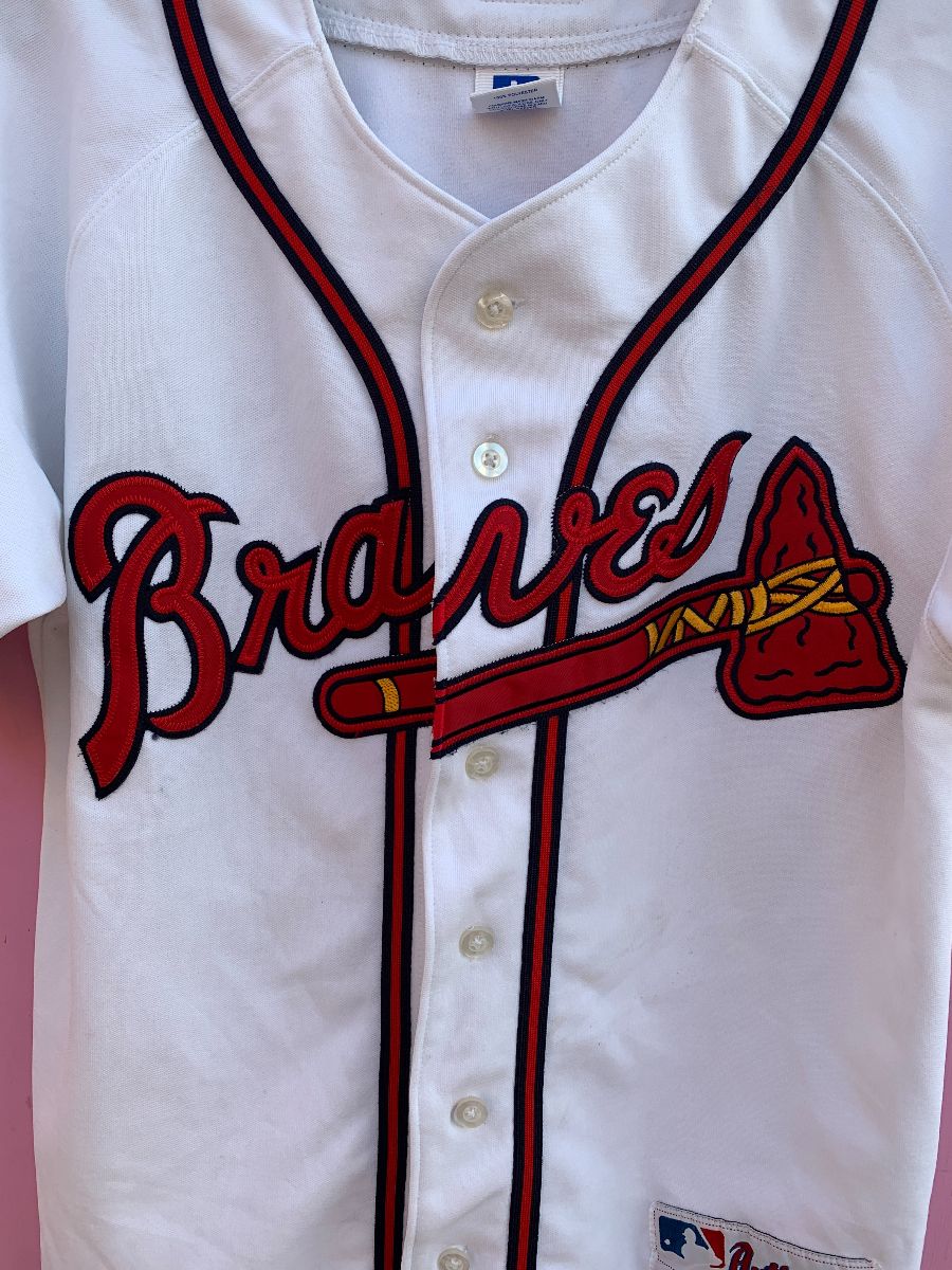 Vintage 90s Atlanta Braves Pin Stripe Baseball Jersey Majestic 2XL