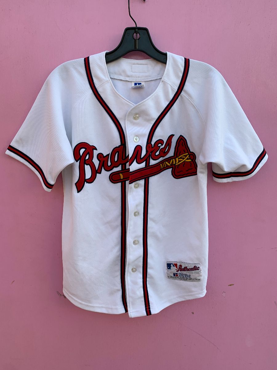 product details: MLB ATLANTA BRAVES EMBROIDERED BUTTON UP BASEBALL JERSEY photo
