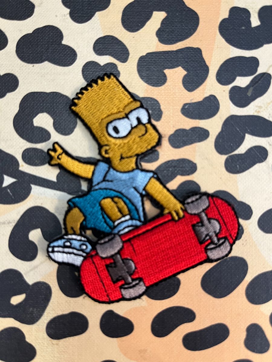 product details: BART SIMPSON ON SKATEBOARD EMBROIDERED PATCH photo