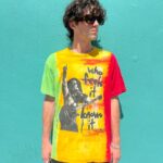 AWESOME RASTA TIE DYED TSHIRT BOB MARLEY BLACK & WHITE PORTRAIT