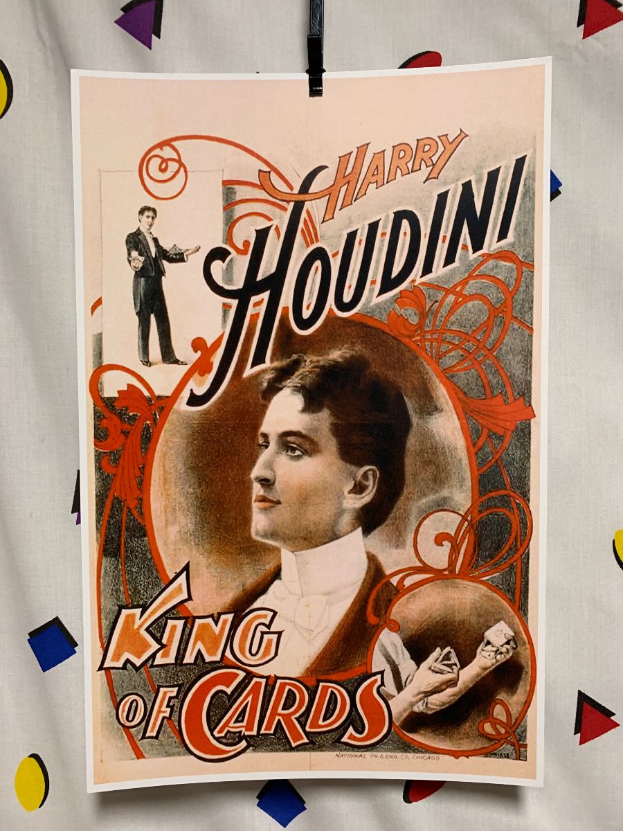 product details: HOUDINI  KING OF CARDS MAGICIAN POSTER REPRINT photo