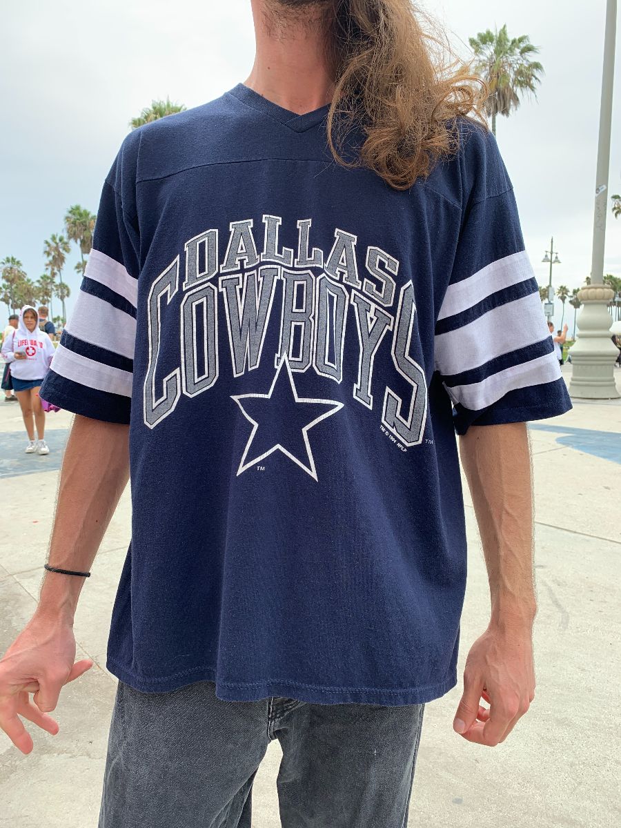 1990s Oversized Dallas Cowboys Striped Football Jersey T-shirt