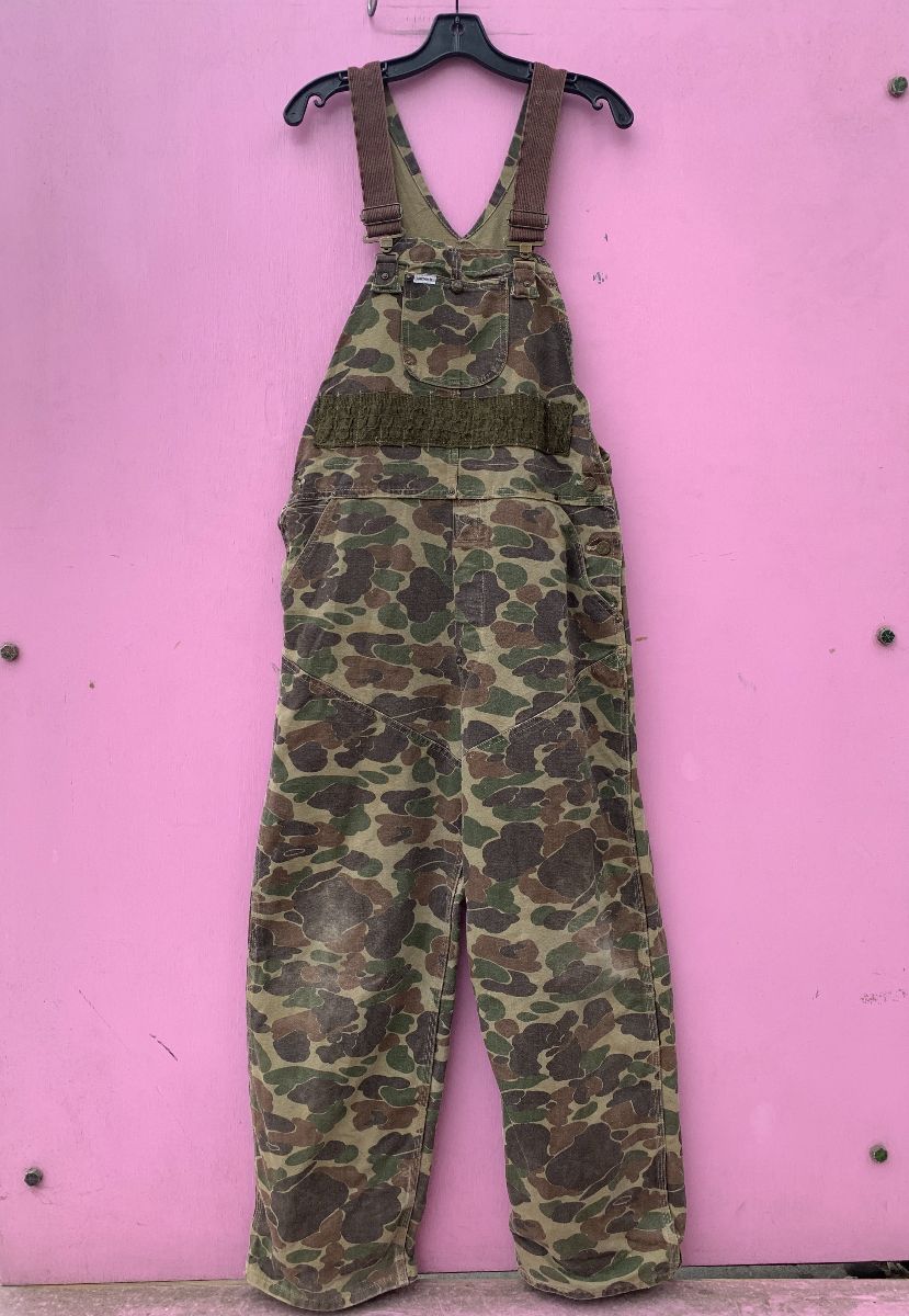 product details: PERFECTLY WORN FADED DUCK CAMO OVERALLS photo