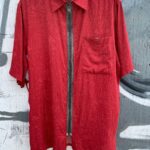 BEACH BUMS NEVER DIE UPCYCLED ZIP-UP SHIRT