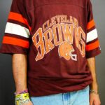 NFL CLEVELAND BROWNS STRIPED FOOTBALL JERSEY T-SHIRT