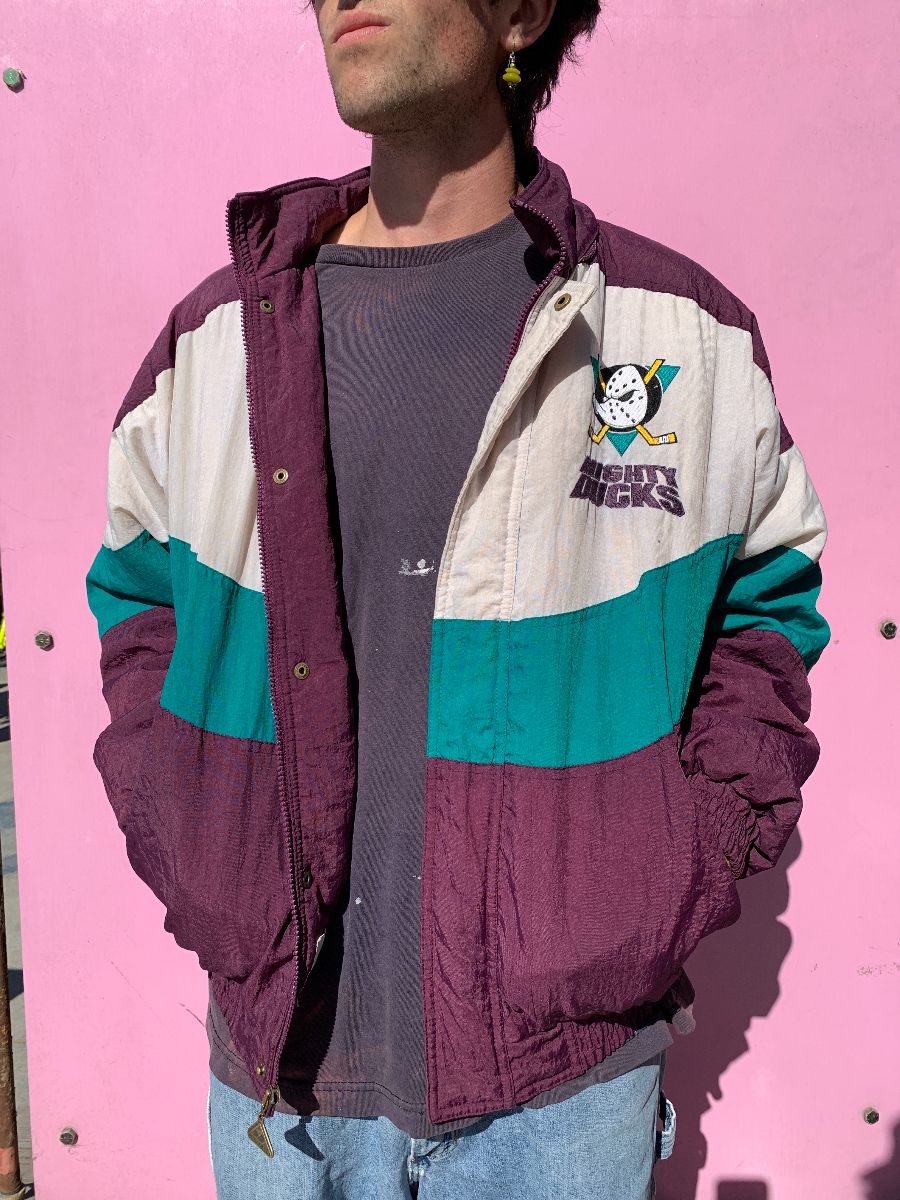 product details: *AS-IS* MIGHTY DUCKS PUFFER JACKET EMBROIDERED LOGOS photo