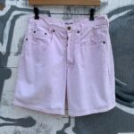 7-15 AS-IS  PASTEL PINK MID LENGTH CUT HEMMED DENIM SHORTS