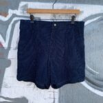 NAVY BLUE CORDUROY HIGH WAISTED SHORTS FRONT WELT POCKETS