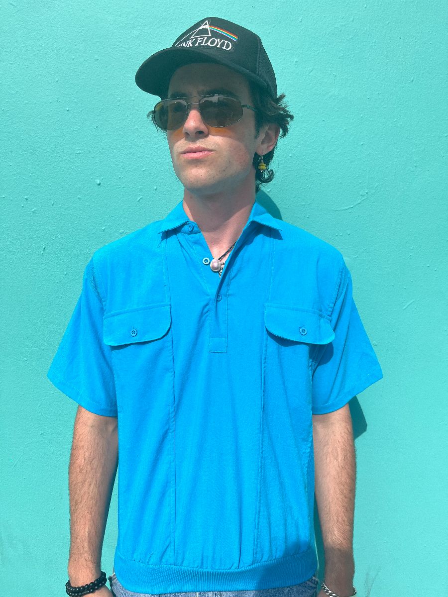 product details: 1980S DEADSTOCK DOUBLE CHEST POCKET & MESH PANELED COLLARED SHIRT photo