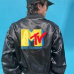 MTV EMBROIDERED SATIN BUTTON UP BOMBER JACKET