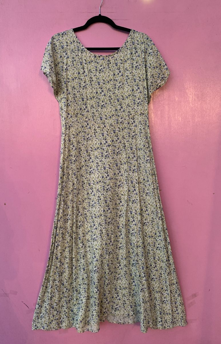 product details: 1990S COTTON DITSY FLORAL PRINT SHORT SLEEVE MAXI DRESS photo