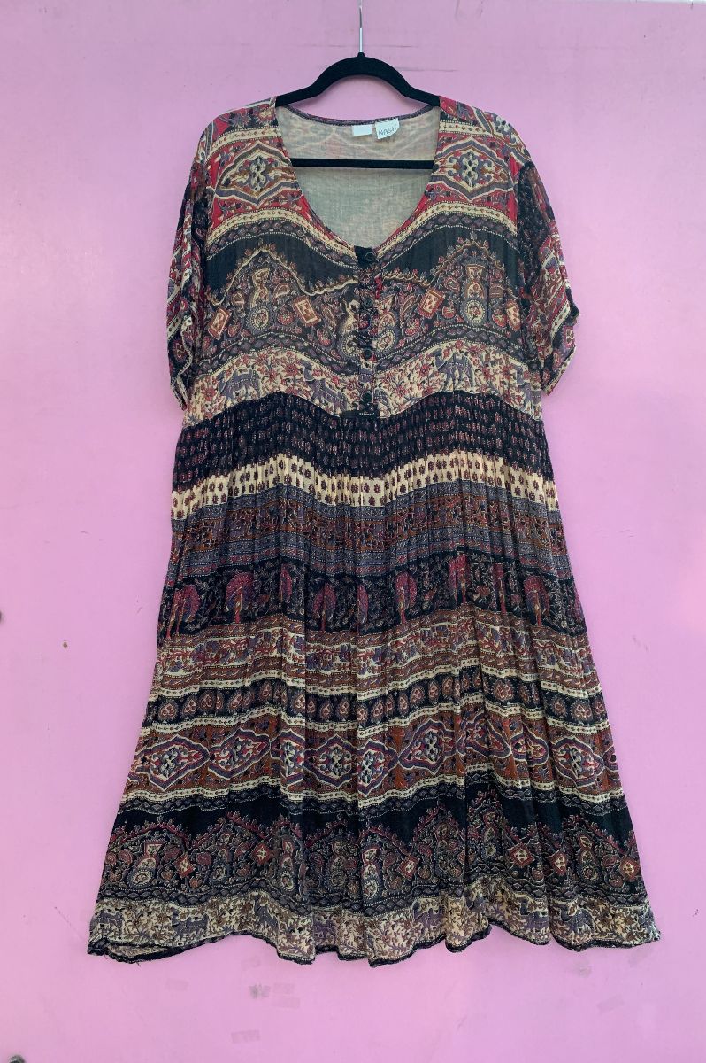 product details: *AS-IS* 1990S SHORT SLEEVE INDIAN COTTON MAXI DRESS photo