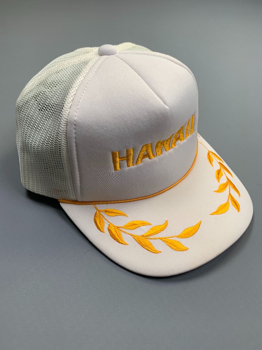 product details: EMBROIDERED HAWAII TRUCKER HAT W/ SCRAMBLED EGG BRIM photo