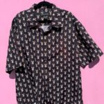 90S PLAYBOY BUNNY PRINT BUTTON UP SHIRT W/ PLAYBOY BUTTONS MADE IN TAIWAN AS-IS