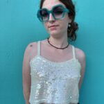 1990S FULLY SEQUINED STRAPPY KNIT CROPPED CAMI TANK TOP