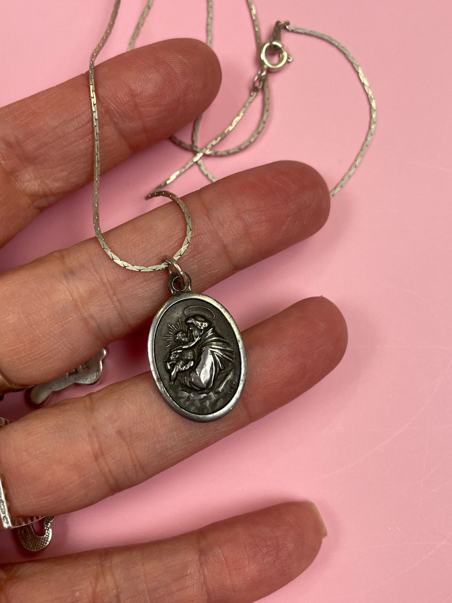 product details: 925 ST. ANTHONY PRAY FOR US STERLING SILVER PENDANT & CHAIN photo