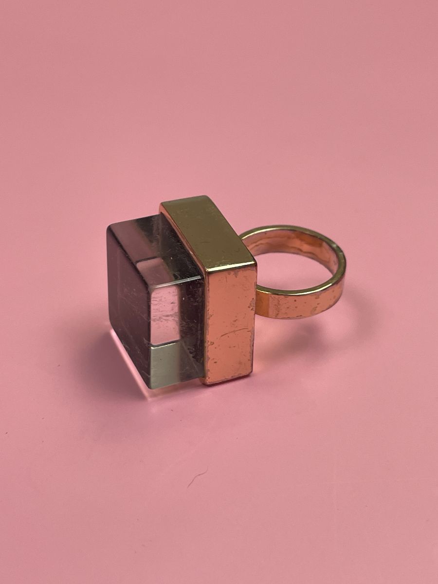 product details: FUN! CLEAR LUCITE CUBE RING photo