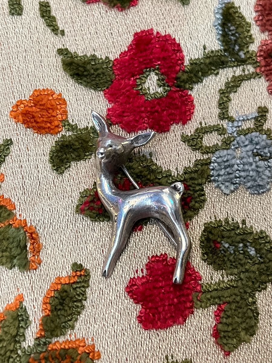 product details: 925 SILVER BAMBI DEER BROOCH *STAMPED MEXICO photo