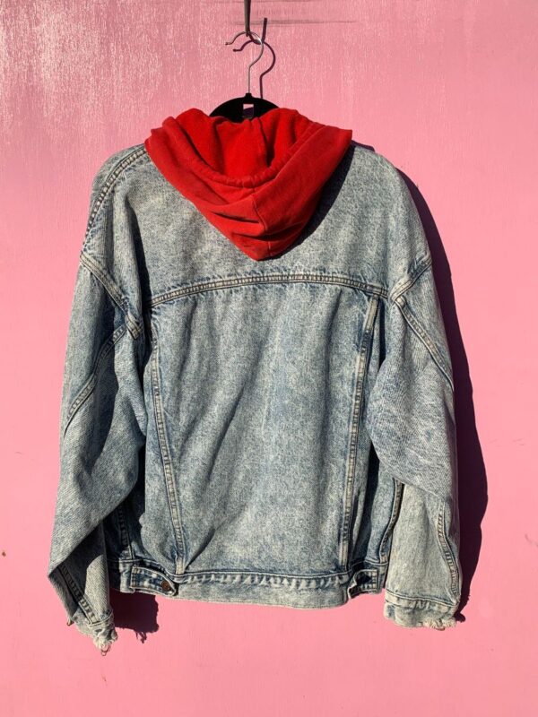 RARE 1980S-90S ACID WASH WHITE TAB LEVIS DENIM JACKET SWEATSHIRT HOODIE LINED