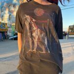 1990S DISTRESSED WRAP AROUND WOLF HOWLING GRAPHIC SINGLE STITCH T-SHIRT