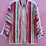 1980S DOES 60S FUN PAINTERLY STRIPED OPEN JACKET