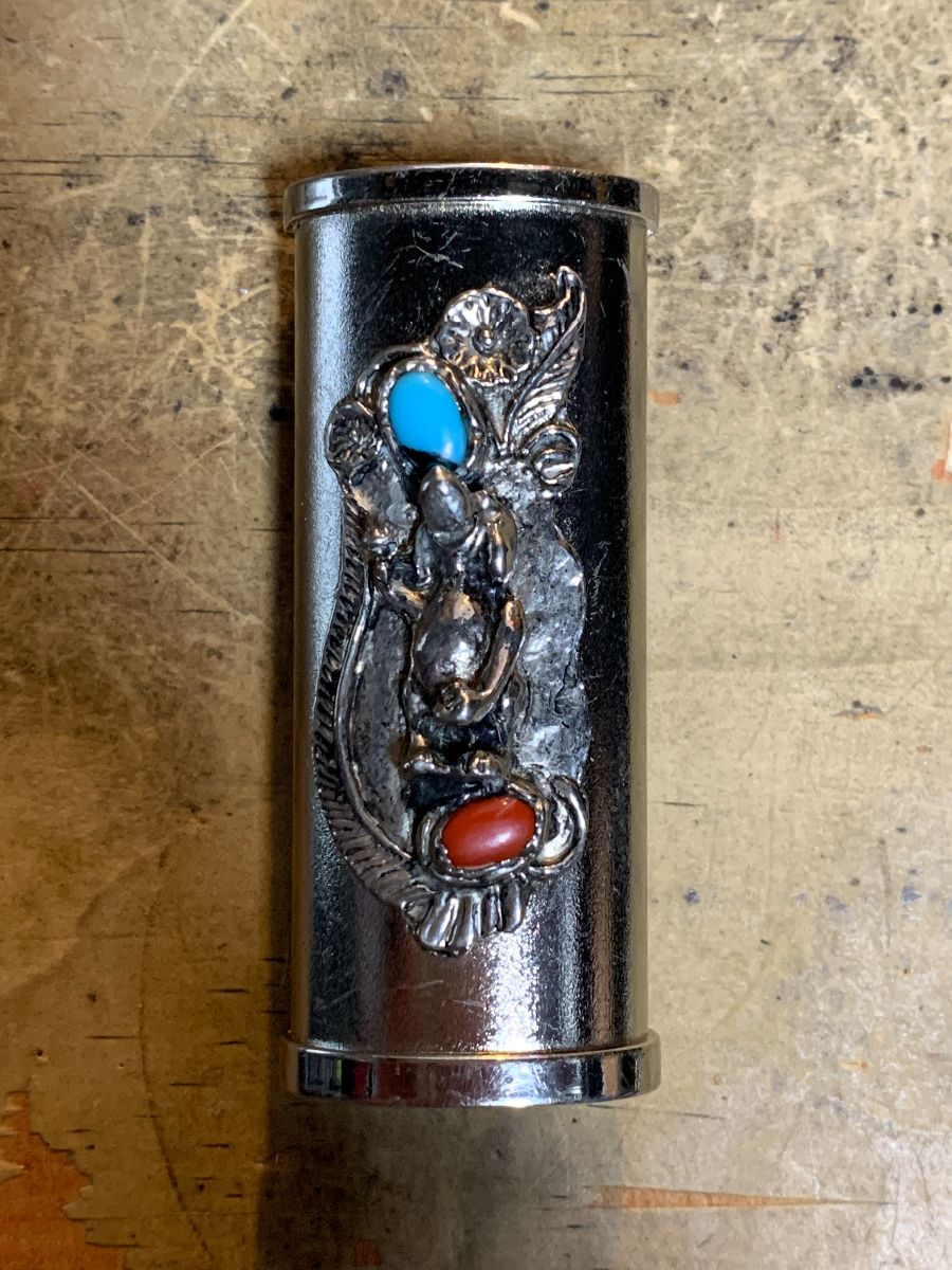 Dog Metal Lighter Sleeve Faux Turquoise & Coral
