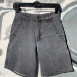 *AS-IS* FADED BLACK LONG HEMMED DENIM WORKWEAR SHORTS