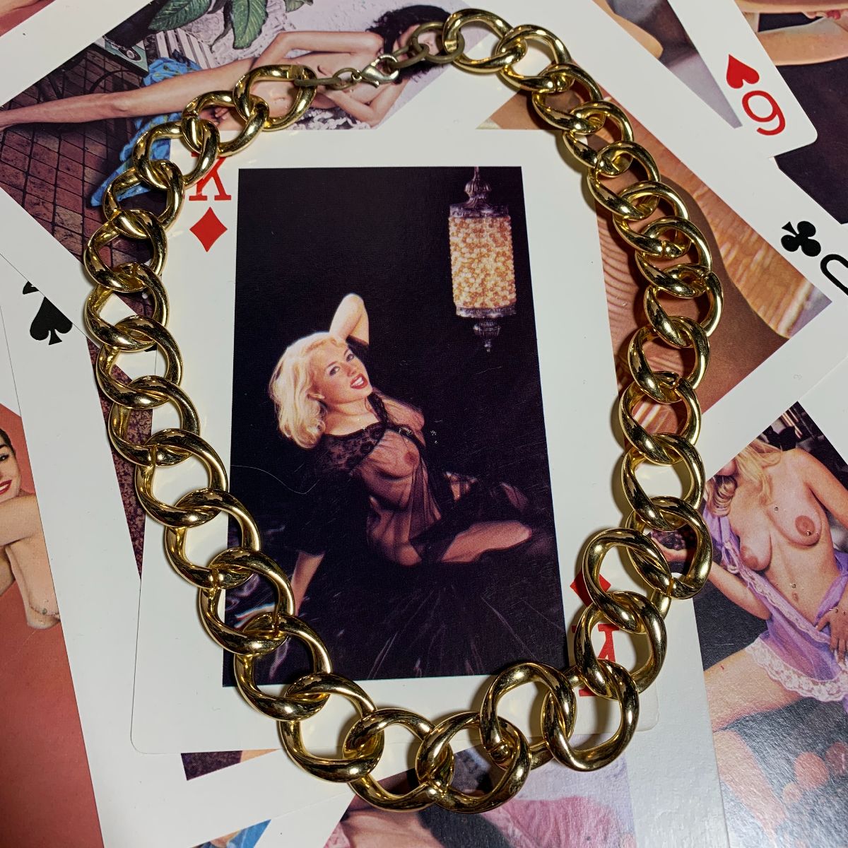 *AS-IS* HIGH POLISHED GOLD PLATED HEAVY CHUNKY CHAIN NECKLACE in GOLD