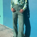 1970S DEADSTOCK NWT GREEN FRONT PLEAT HAND TAILORED WIDE LEG TROUSER PANTS