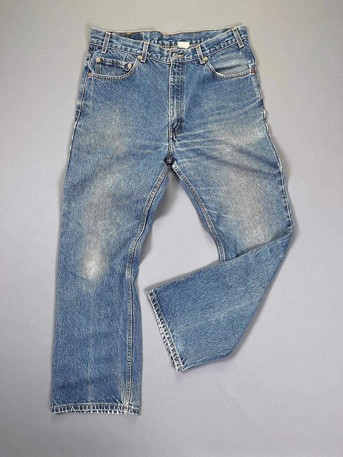 product details: LEVIS 517 CLASSIC WASH RED TAB ZIPPER FLY DENIM JEANS photo