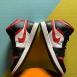 NIKE AIR JORDAN 1 MID SHOES BRED TOE BLACK FIRE RED WHITE SNEAKERS