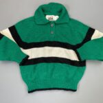 ADORABLE! *DEADSTOCK* SUPER SOFT SMALL FIT STRIPED KNIT COLLARED SWEATER