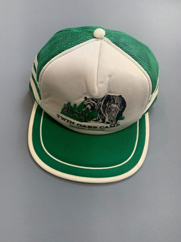 AS-IS TWIN OAKS CAMP ONTARIO CANADA GRAPHIC THREE STRIPE TRUCKER SNAPBACK HAT