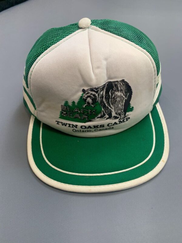 AS-IS TWIN OAKS CAMP ONTARIO CANADA GRAPHIC THREE STRIPE TRUCKER SNAPBACK HAT