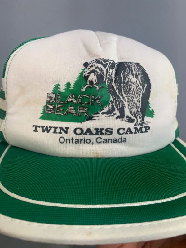 AS-IS TWIN OAKS CAMP ONTARIO CANADA GRAPHIC THREE STRIPE TRUCKER SNAPBACK HAT