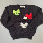 ADORABLE! *DEADSTOCK* 1980S SMALL FIT SWEATER COLORFUL APPLIQUE BOWS