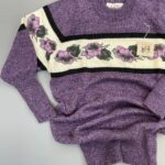 DEADSTOCK 1980S FLORAL DESIGN PULLOVER SWEATER CINCHED CUFFS & WAIST
