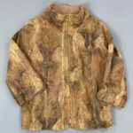 *AS-IS* UNUSUAL MARBLED FAUX FUR ZIP-UP JACKET W SATIN INNER LINING