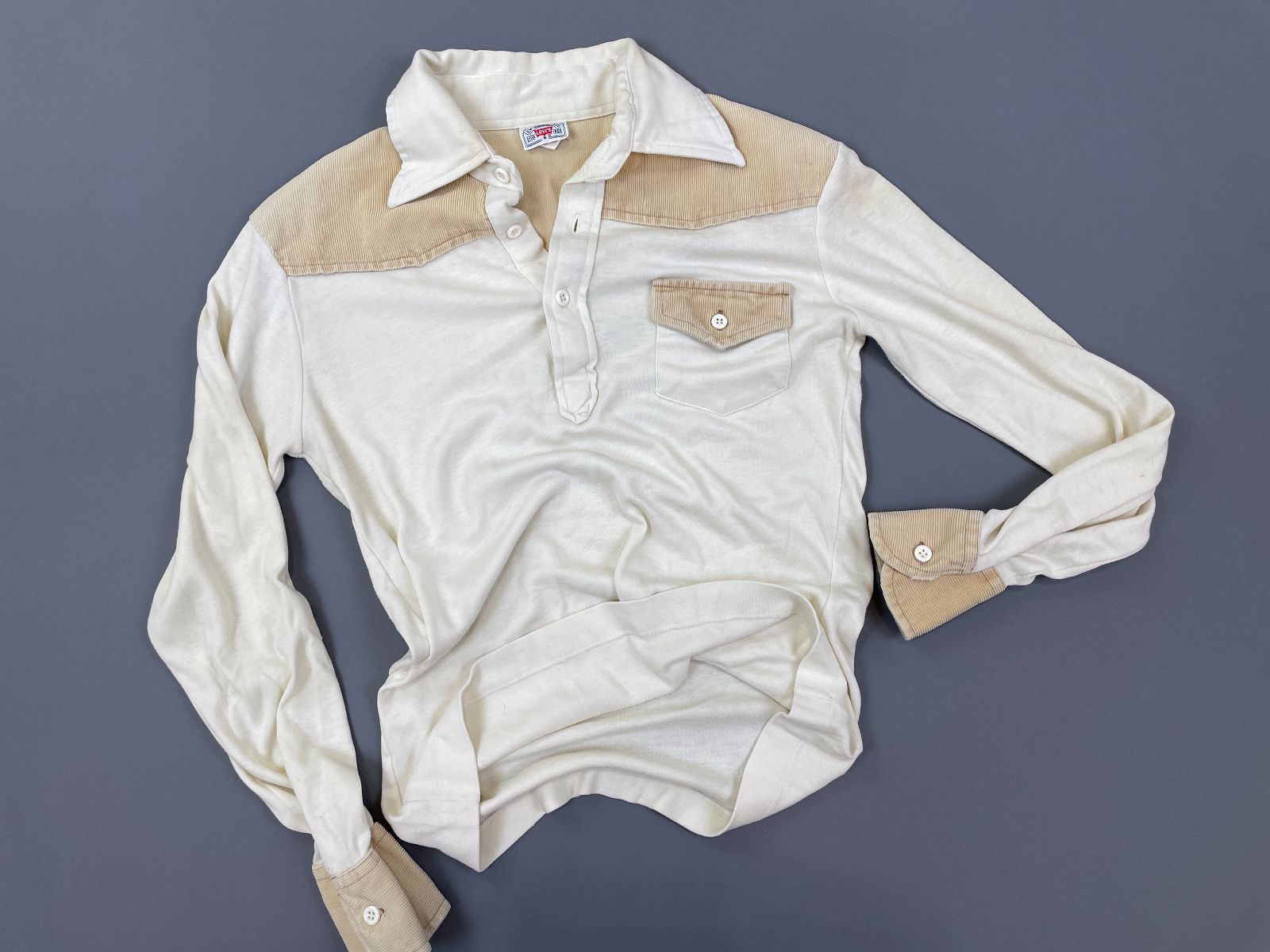 product details: SMALL FIT LONG SLEEVE COLLARED SHIRT CORDUROY PANELS photo