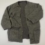 BLACK OVERDYED PARKA CUT THICK QUILTED MILITARY LINER JACKET